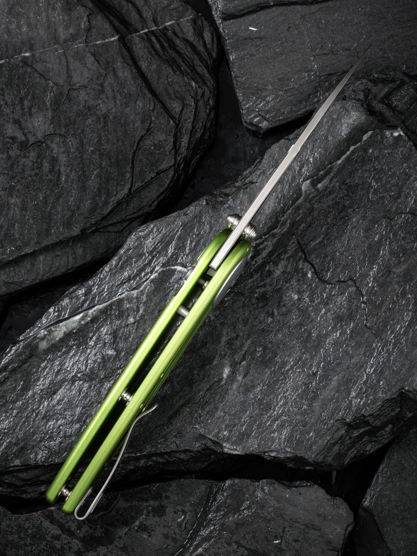 Civivi Starflare 3.3" Nitro-V Lime Green Aluminium Wharncliffe Button Lock Folding Knife C23052-3