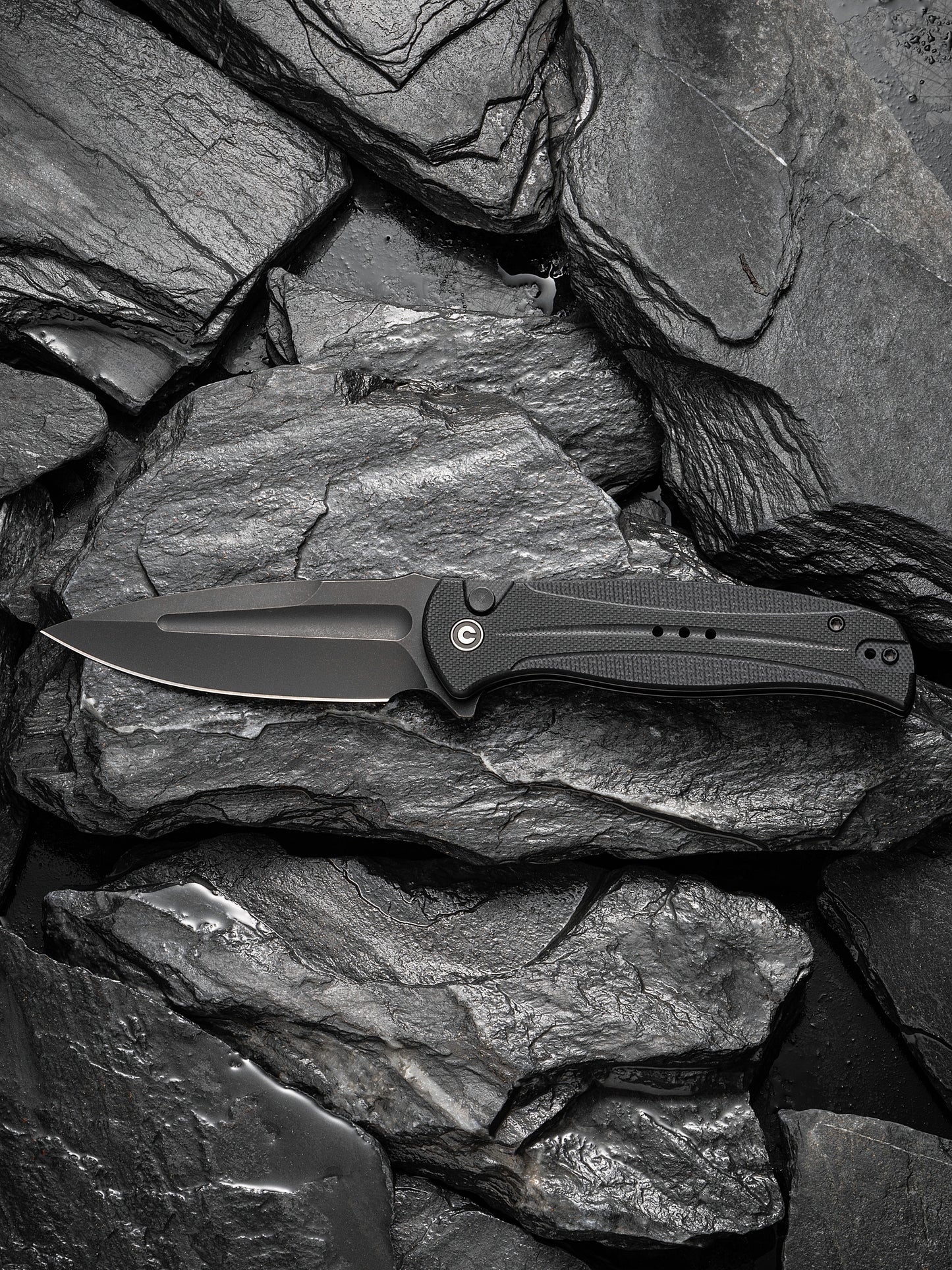 Civivi Incindie 3.48" Sandvik 14C28N Black G10 Button Lock Folding Knife C23053-1