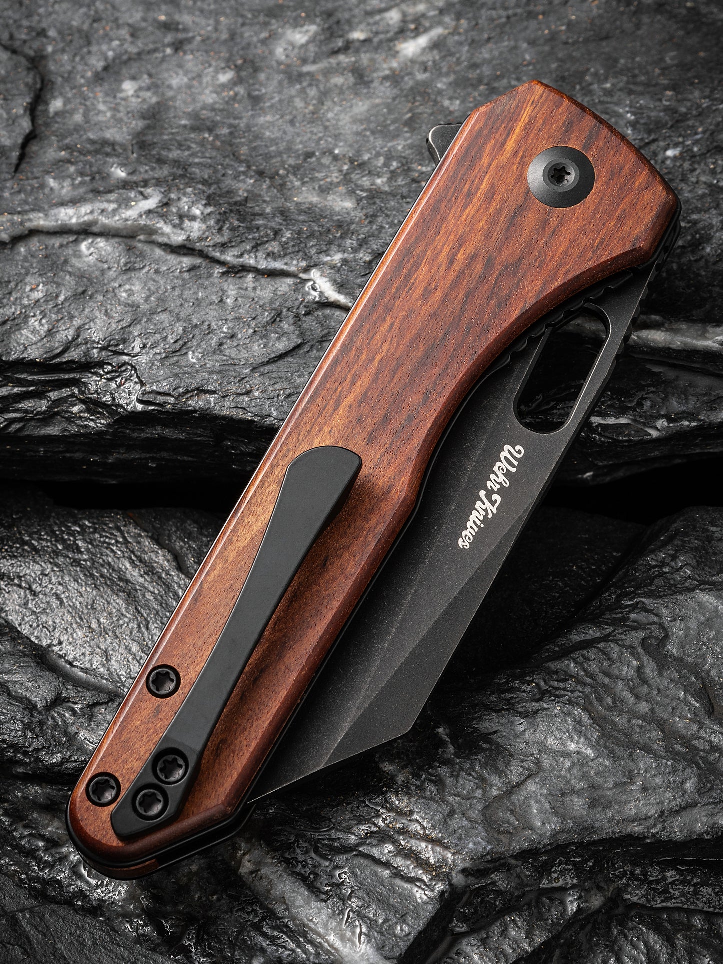 Civivi Nugz 3.17" Sandvik 14C28N Guibourtia Wood Folding Knife by Matthew Wehrwein C23060-3