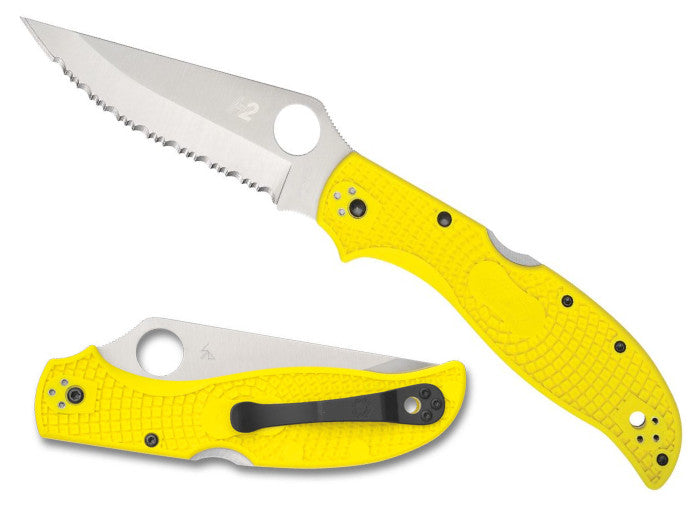 Spyderco Stretch 2 XL Salt 3.99" H-2 Rustproof SpyderEdge Yellow FRN Folding Knife C258SYL