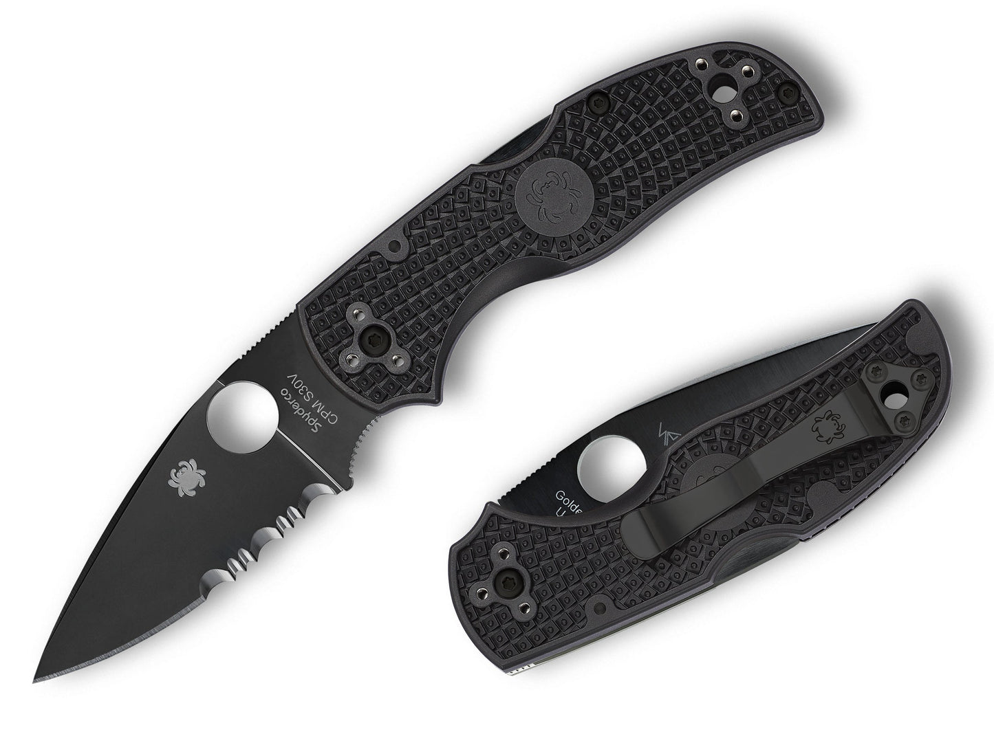 Spyderco Native 5 Lightweight Black DLC Combo-edge 3" CPM S30V FRN Folding Knife C41PSBBK5