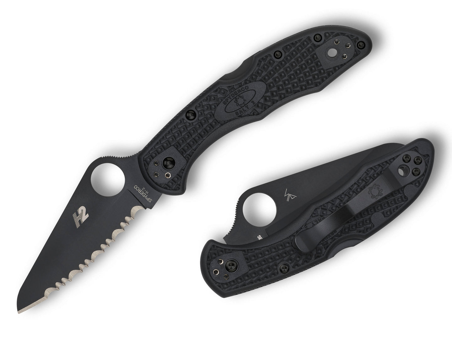 Spyderco Salt 2 3" H-2 Black TiCN FRN SpyderEdge Rustproof Folding Knife C88SBBK2