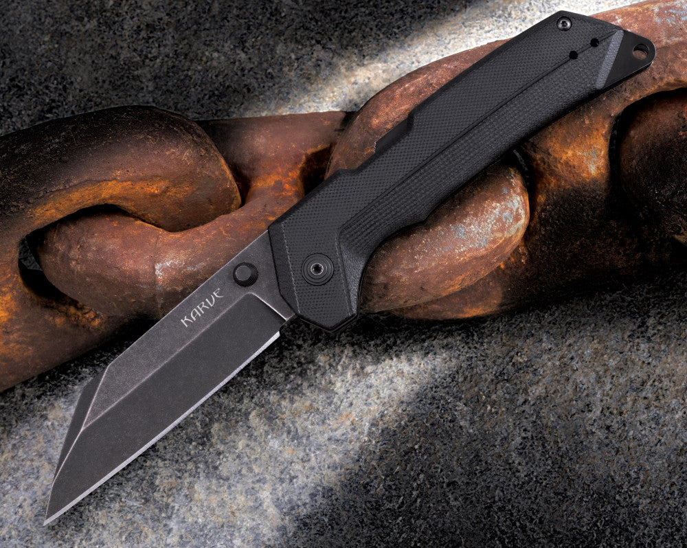 Cold Steel Karve 3.75" AUS10A Black Atlas Lock Folding Knife FL-38VK