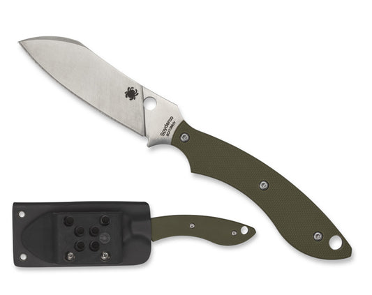 Spyderco Stok Drop Point 2.95" 8Cr13MoV OD Green G10 Fixed Blade Knife FB50GPOD
