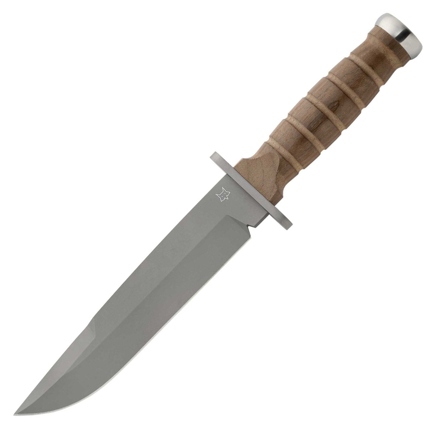 Fox Defender 6.81" N690Co Walnut Wood Fixed Blade Knife with Leather Sheath FX-689