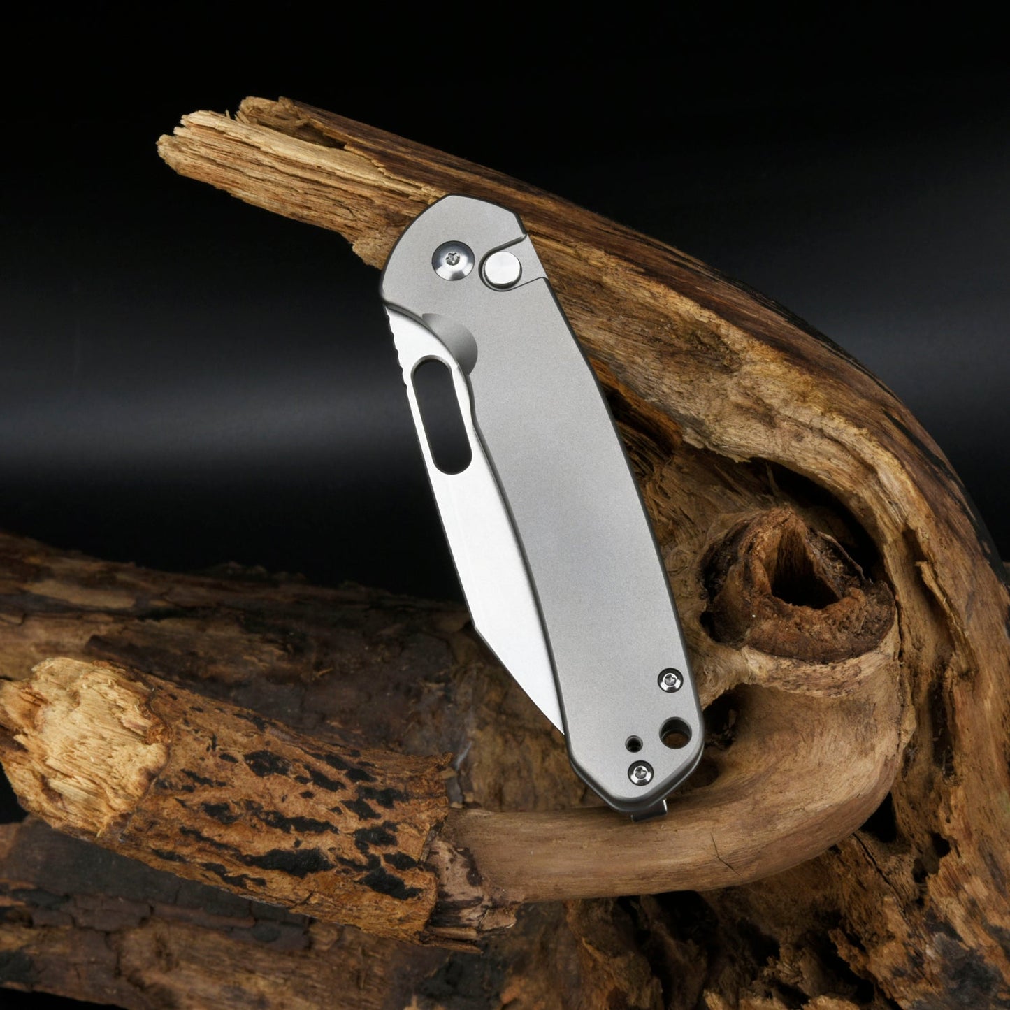 CJRB Pyrite Wharncliffe 3.11" AR-RPM9 Titanium Button-Lock Folding Knife J1925A-TI