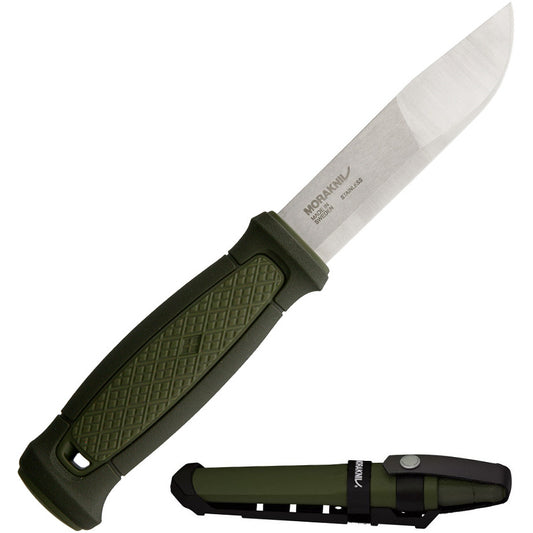 Morakniv Kansbol 4.3" Sandvik Fixed Blade Knife with Multi-Mount Sheath - Green 12645