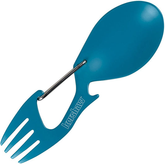 Kershaw Ration Eating Tool Fork/Spoon/Bottle opener/Carabiner - Teal Blue