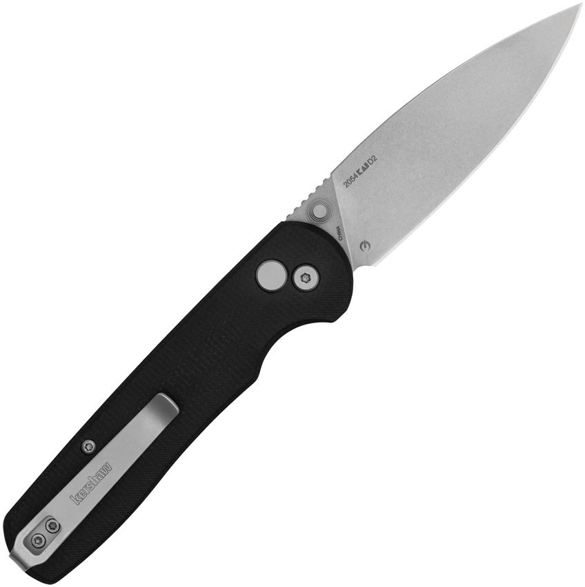 Kershaw Remnant 3.25" D2 Stonewashed Button-Lock KVT Black Micarta Folding Knife 2054