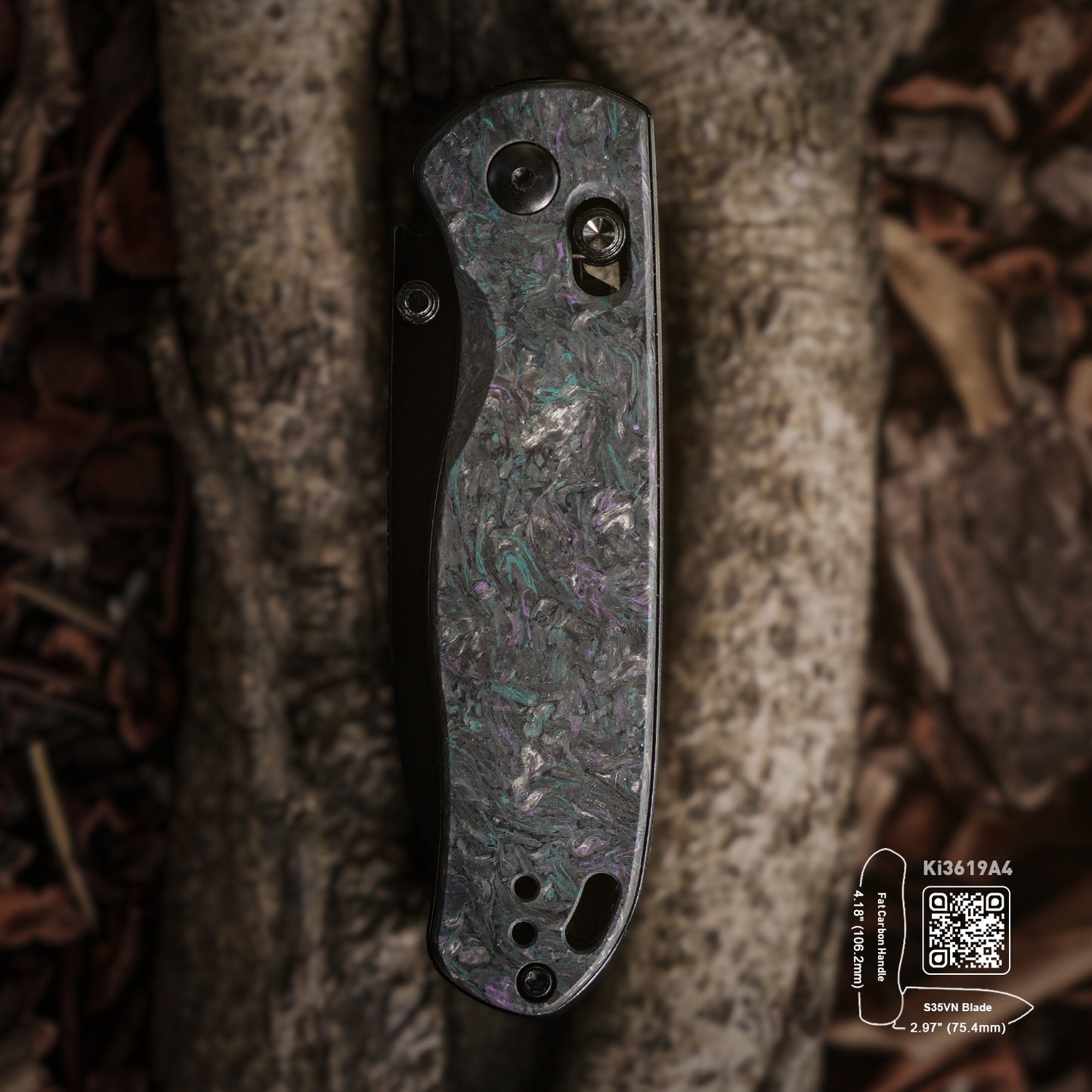 Kizer Drop Bear Clutch-Lock 2.99" S35VN Medusa Fatcarbon Folding Knife Ki3619A4