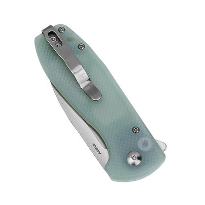 Kizer Amicus 2.95" 9Cr18MoV Jade G10 Button-Lock Folding Knife L3002A2