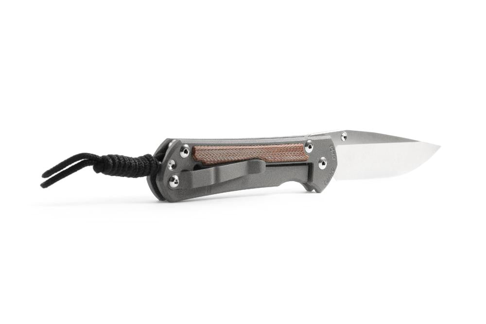 Chris Reeve Small Sebenza 31 Natural Canvas Micarta 2.99" Magnacut Titanium Folding Knife S31-1212