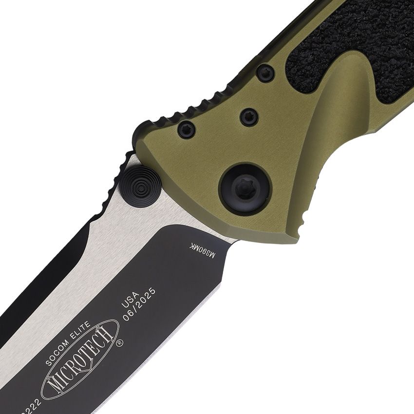 Microtech SOCOM Elite T/E 4" M390MK Two-Tone OD Green Aluminium Folding Knife