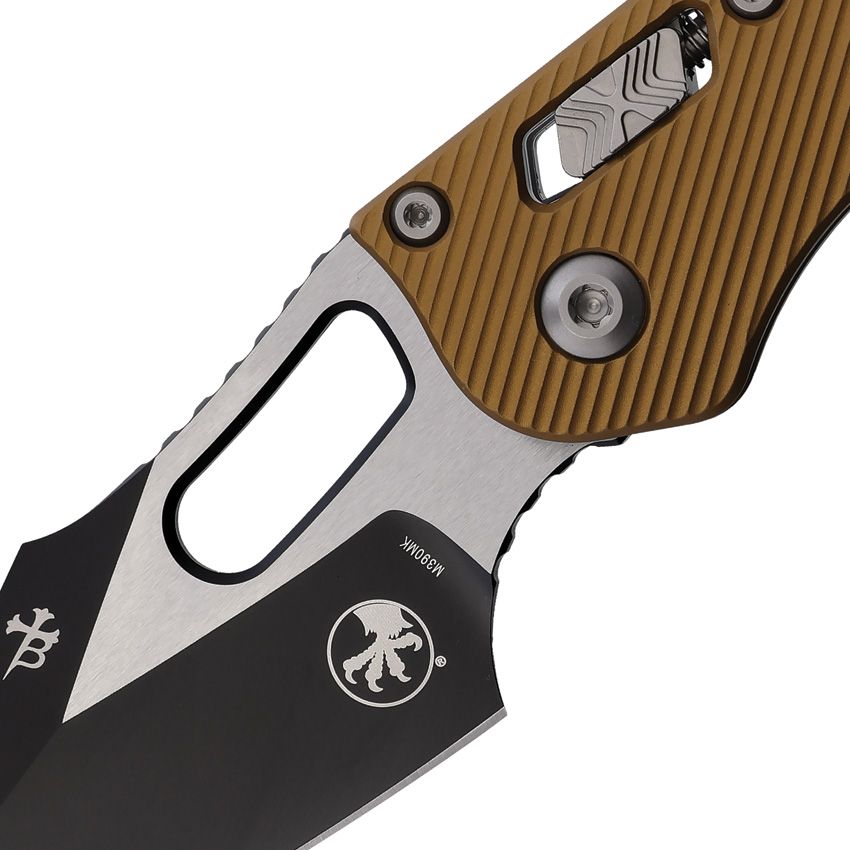 Microtech Stitch Ram-Lok 3.7" M390MK Two-Tone Tan Fluted Aluminum Folding Knife