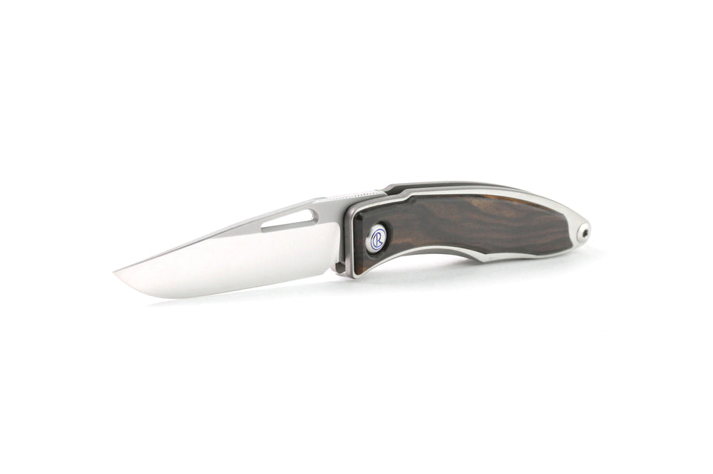 Chris Reeve Mnandi Macassar Ebony 2.74" S45VN Titanium Folding Knife with Leather Sheath MNA-1016