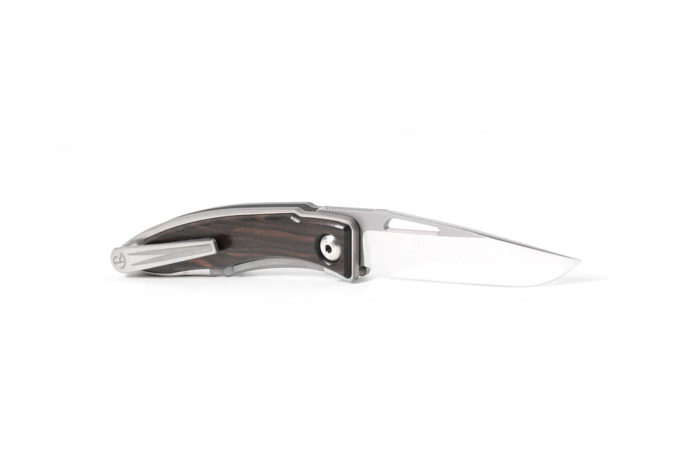 Chris Reeve Mnandi Macassar Ebony 2.74" S45VN Titanium Folding Knife with Leather Sheath MNA-1016