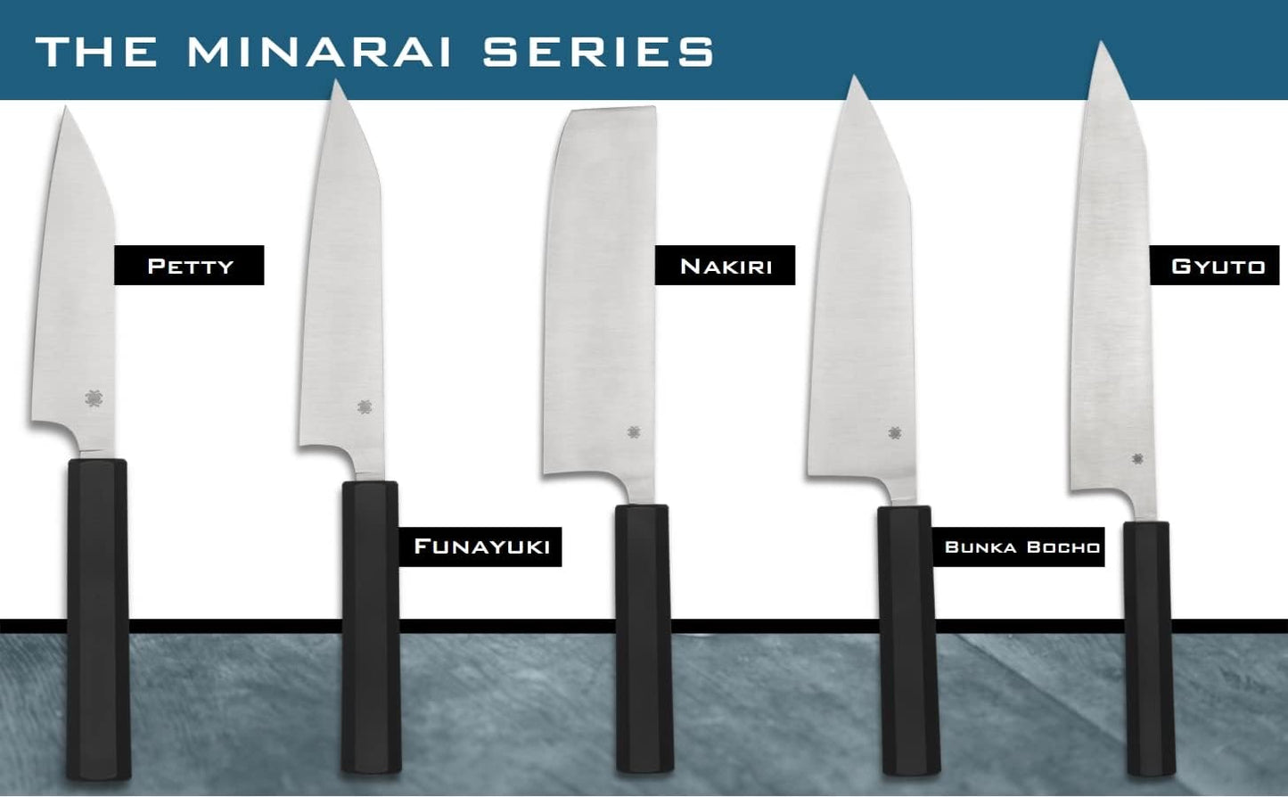 Spyderco Murray Carter Minarai Petty 4.64" CTS BD1N Kitchen Knife K15PBK - Made in Seki, Japan