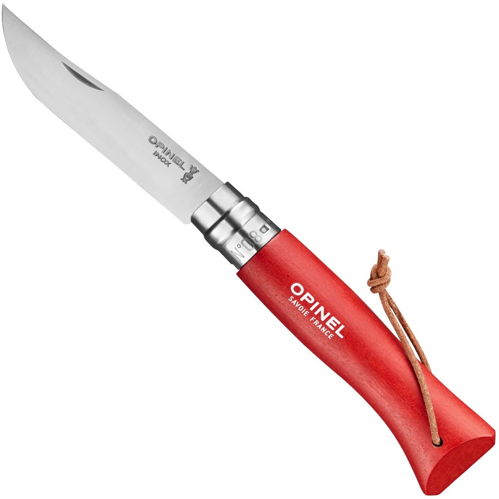 Opinel No.8 Colorama Trekking 3.35" Red Stainless Folding Knife - Made in France