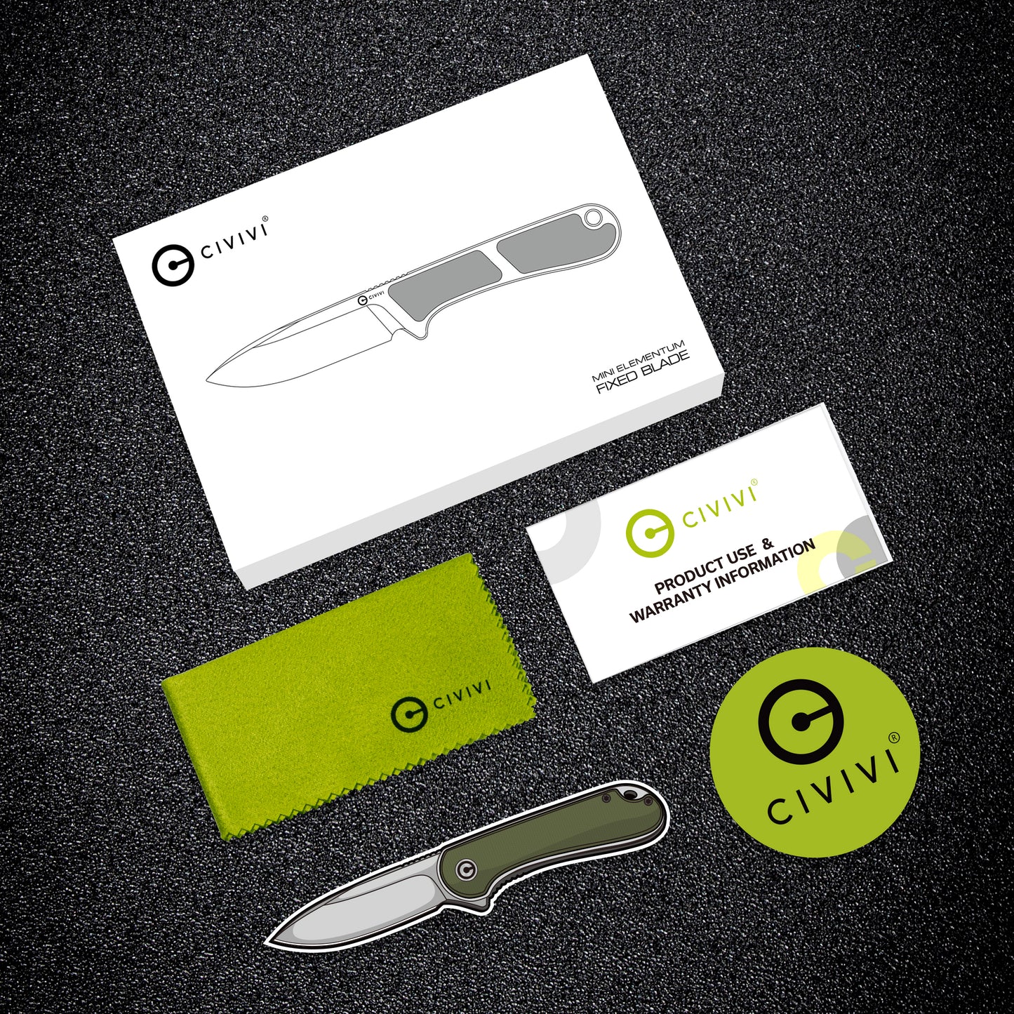 Civivi Mini Elementum 2.24" Damascus Micarta Fixed Blade Knife C23010-DS1