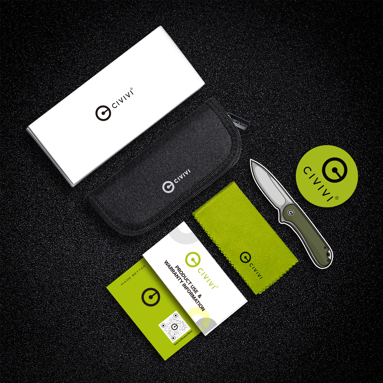 Civivi Elementum II Button Lock 2.96" Nitro-V Polished Ultem Folding Knife C18062P-7