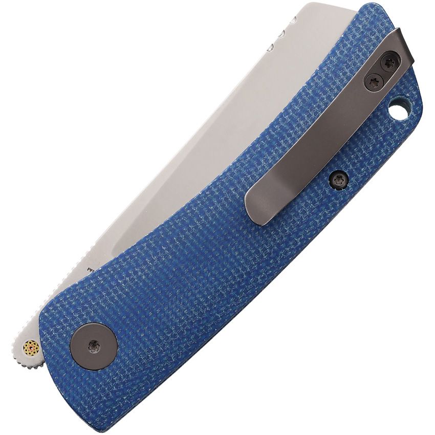 Petrified Fish Flavorist 3.15 Bohler K110 Blue Canvas Micarta Cleaver Folding Knife
