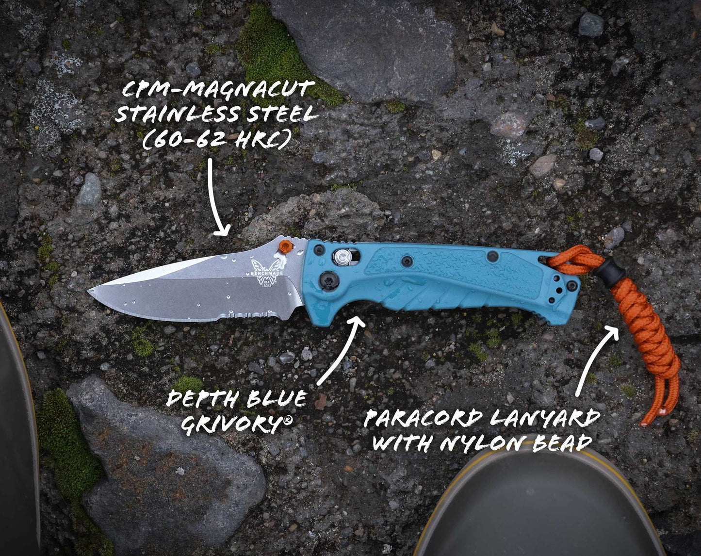 Benchmade 18060S Adira Serrated 3.88" CPM-Magnacut Depth Blue Grivory Folding Knife