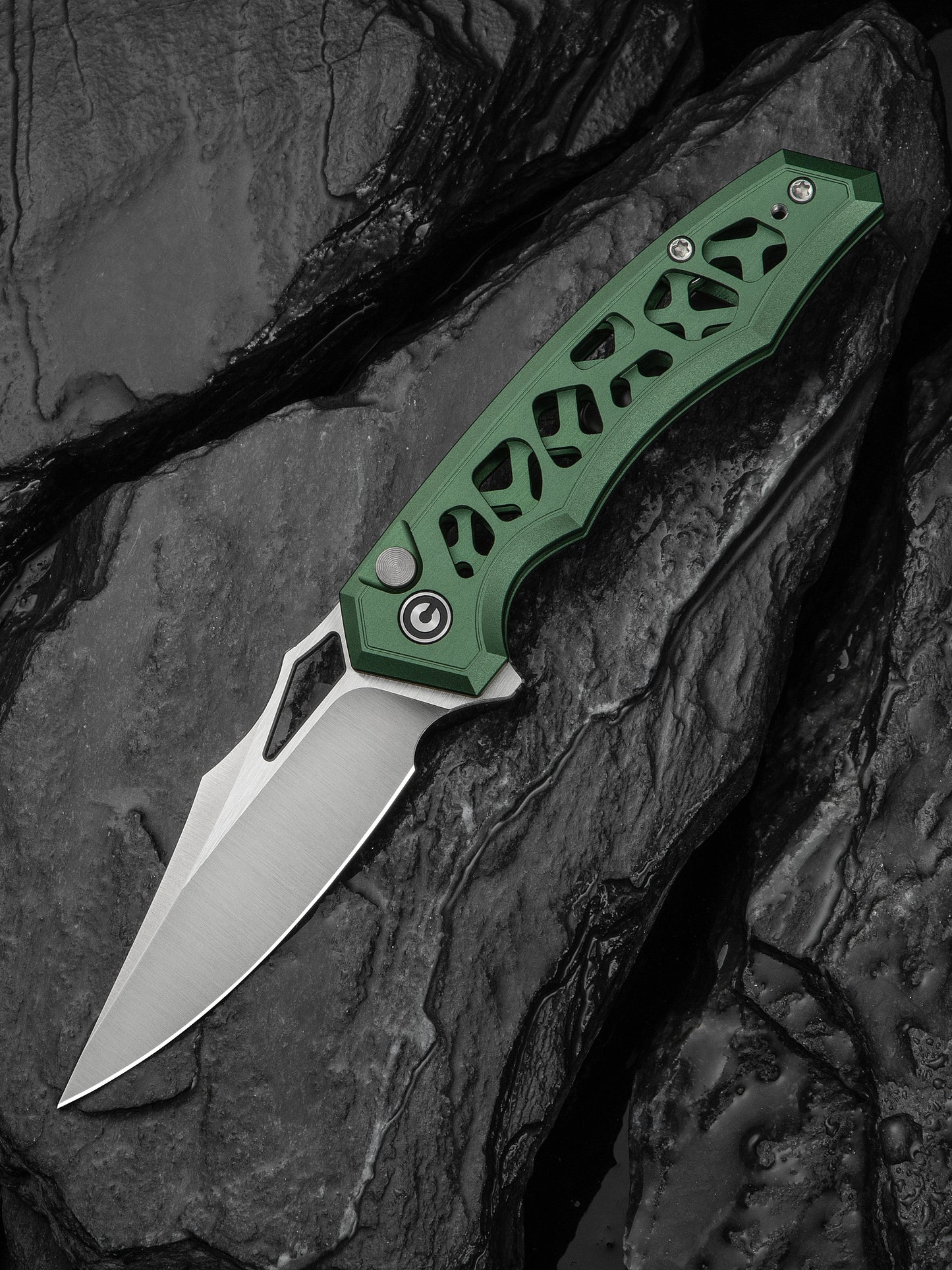 Civivi Anaaki 2.98" Nitro-V Green Aluminium Button Lock Folding Knife C24039-3