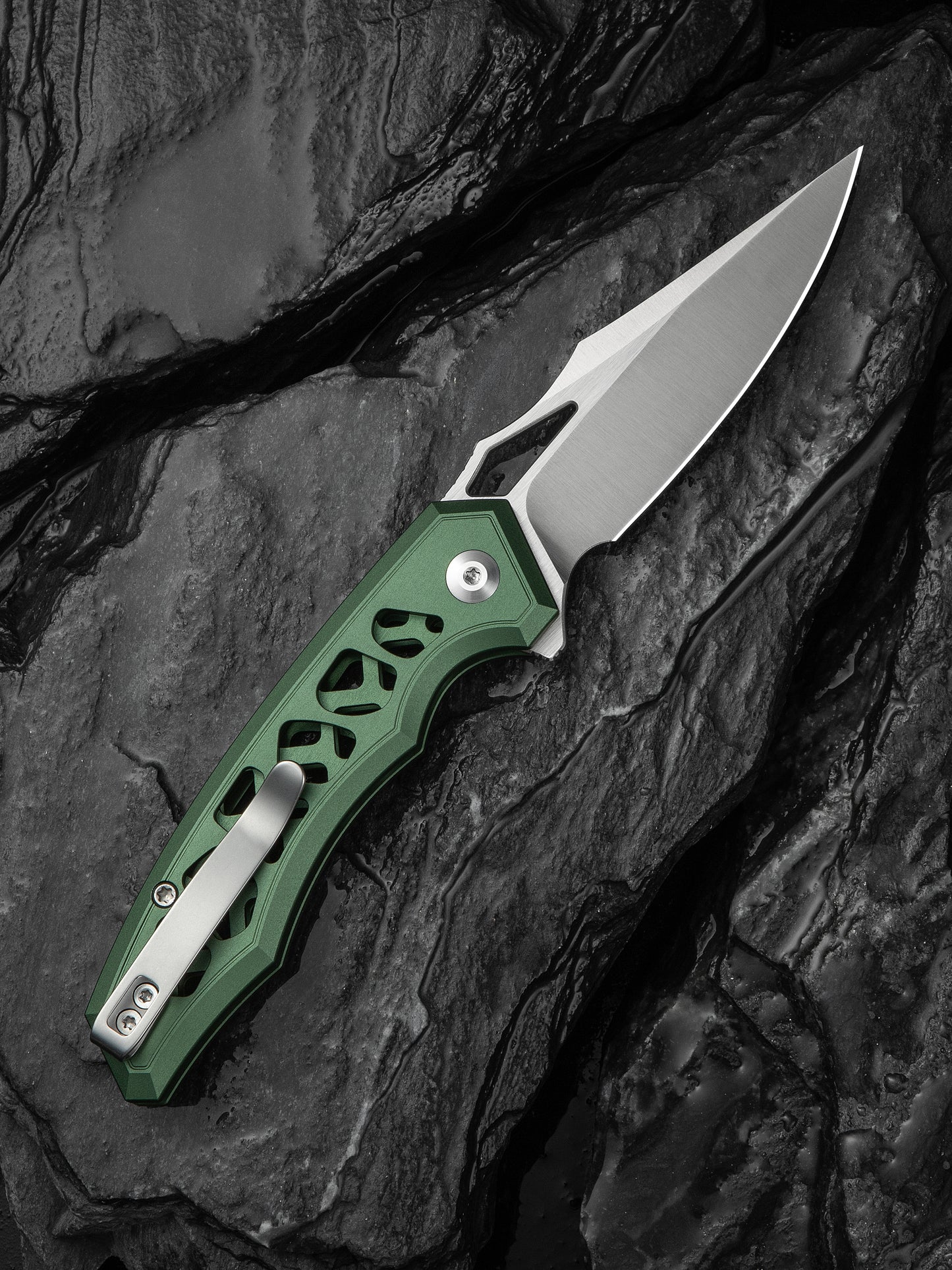 Civivi Anaaki 2.98" Nitro-V Green Aluminium Button Lock Folding Knife C24039-3
