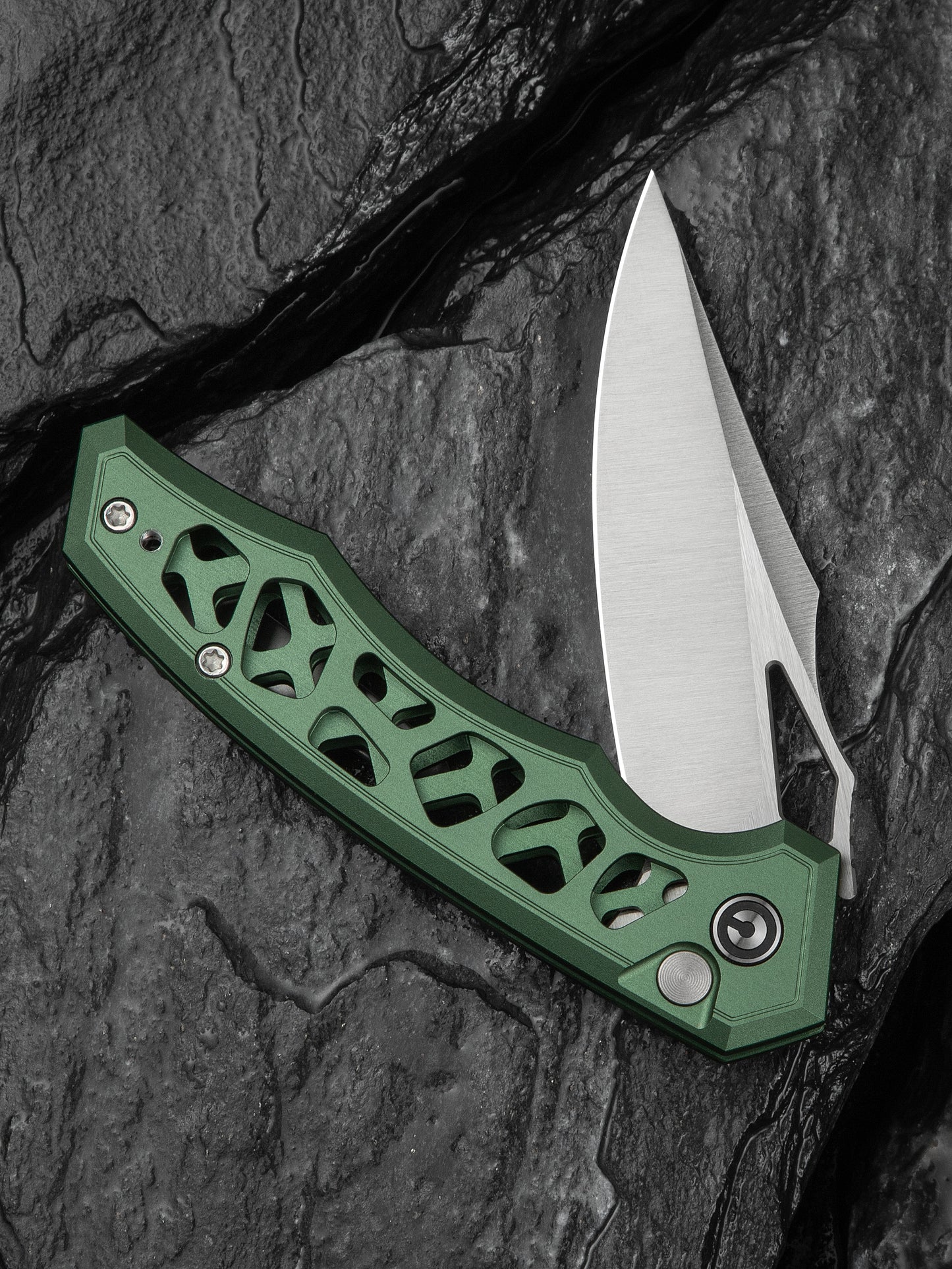 Civivi Anaaki 2.98" Nitro-V Green Aluminium Button Lock Folding Knife C24039-3