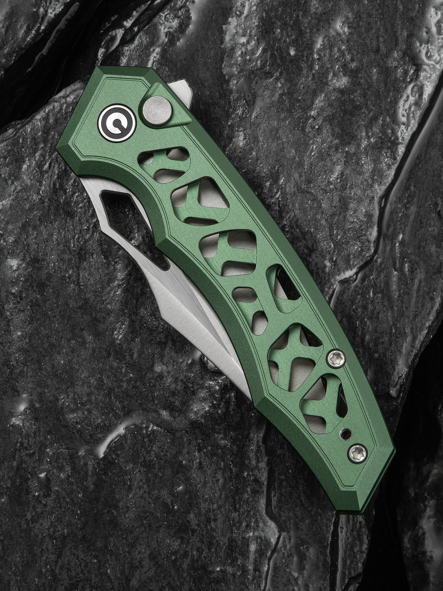 Civivi Anaaki 2.98" Nitro-V Green Aluminium Button Lock Folding Knife C24039-3