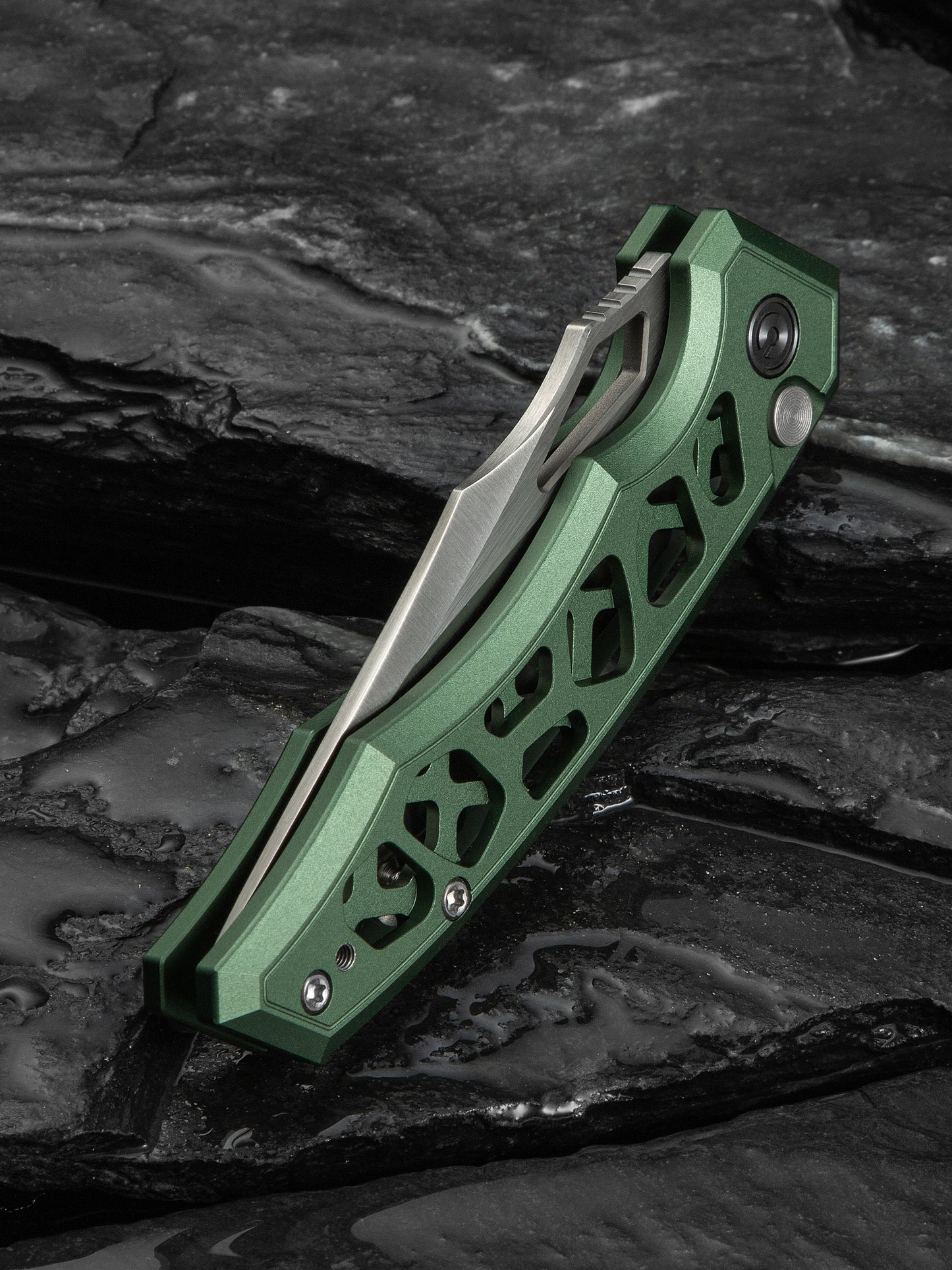 Civivi Anaaki 2.98" Nitro-V Green Aluminium Button Lock Folding Knife C24039-3