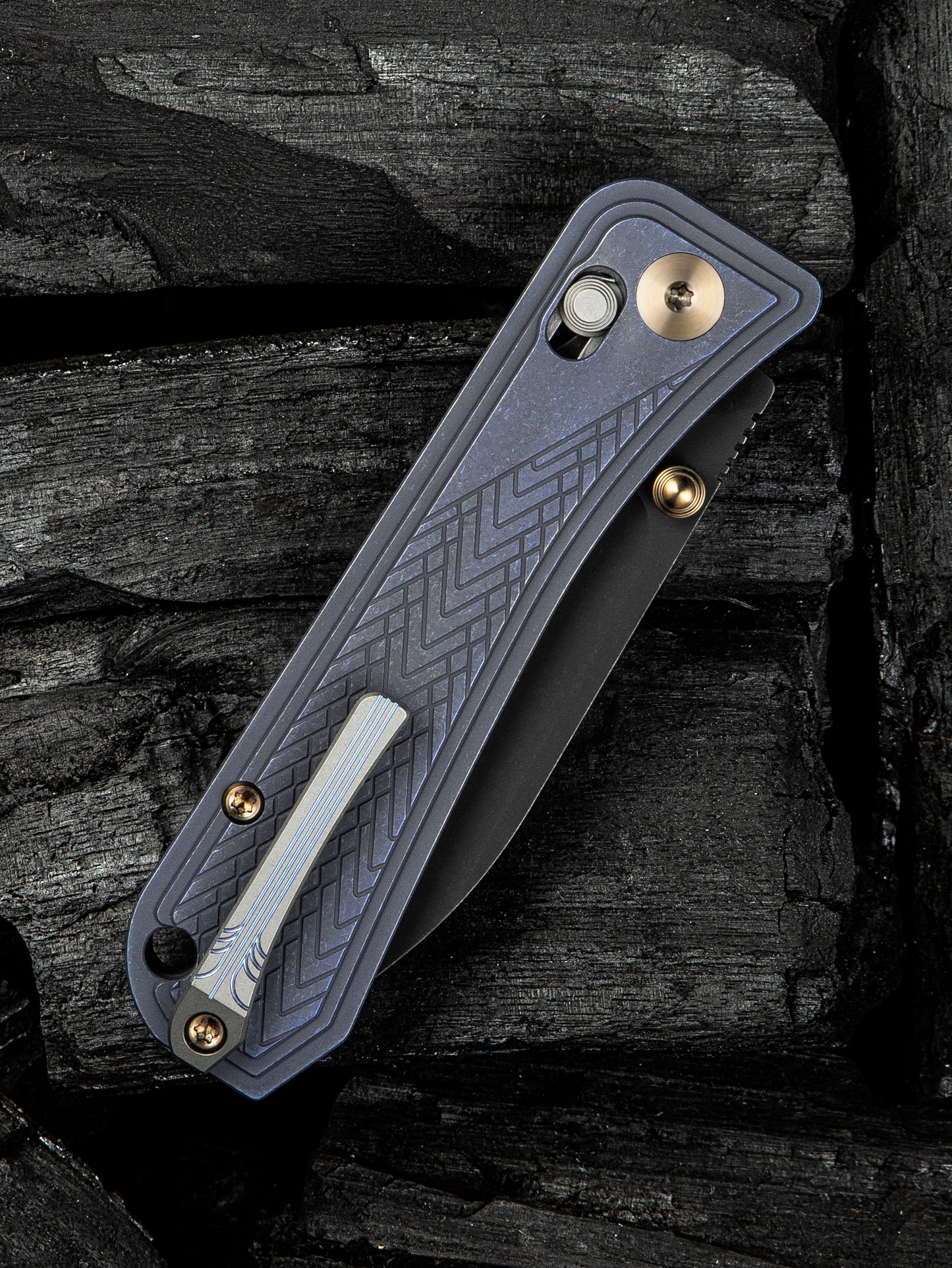 WE Knife Bougie Banter 2.91" CPM S45VN Blue Titanium Folding Knife WE24009-1