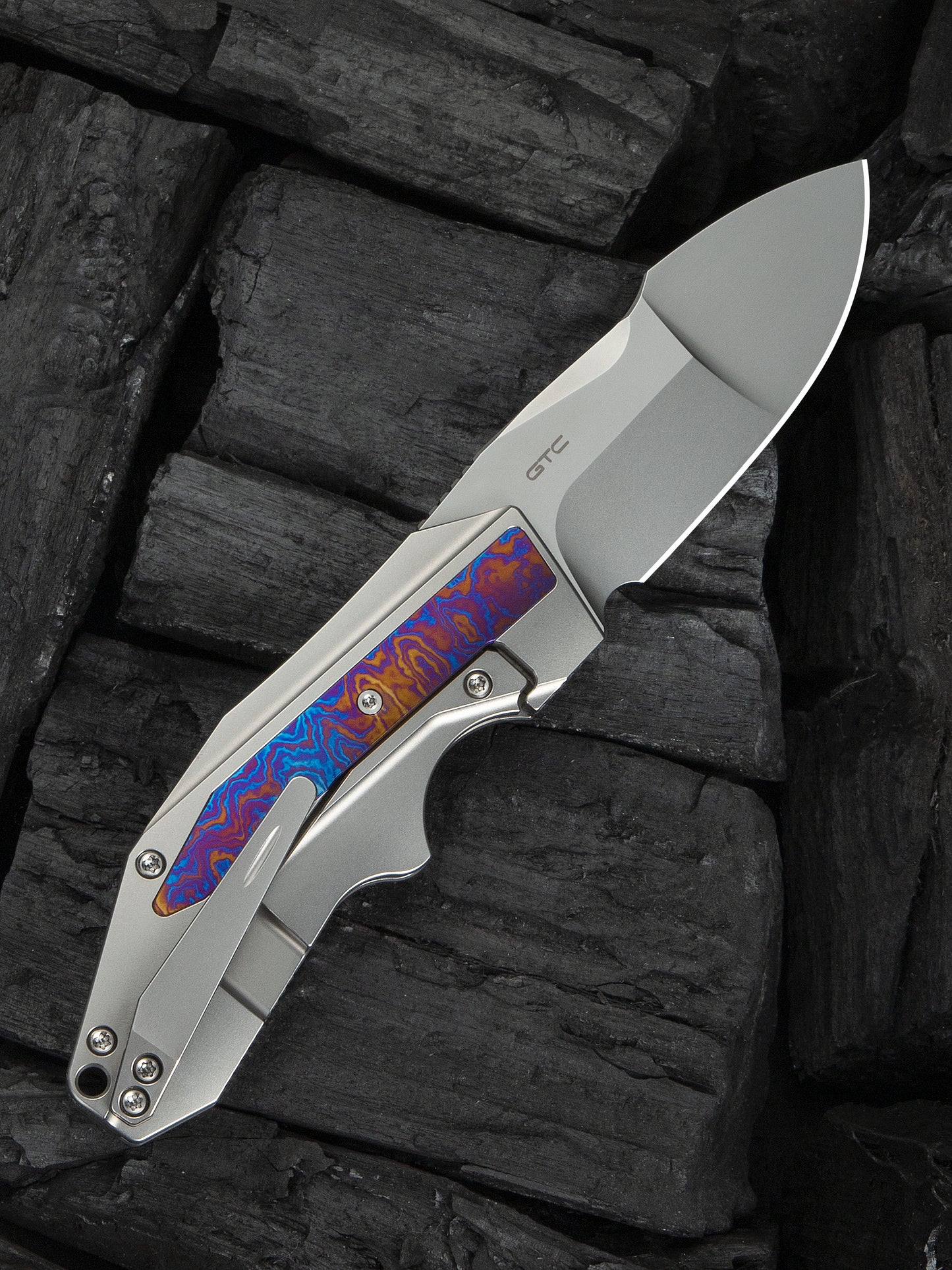 WE Coral SLT 2.95" CPM 20CV Timascus Inlay Titanium Folding Knife WE24044-4