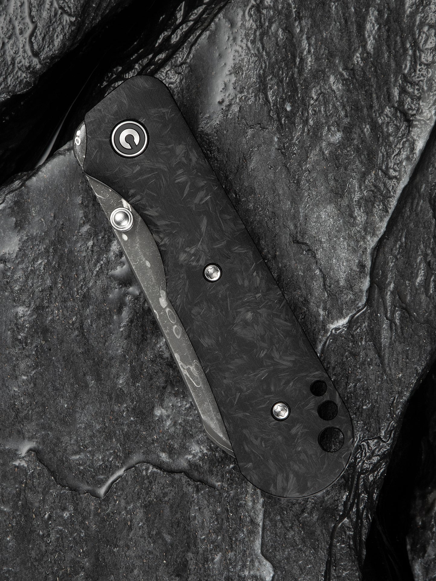 Civivi Crabby 2.7" Damascus Shredded Carbon Fiber Folding Knife by Ken Onion Jr C24055-DS1