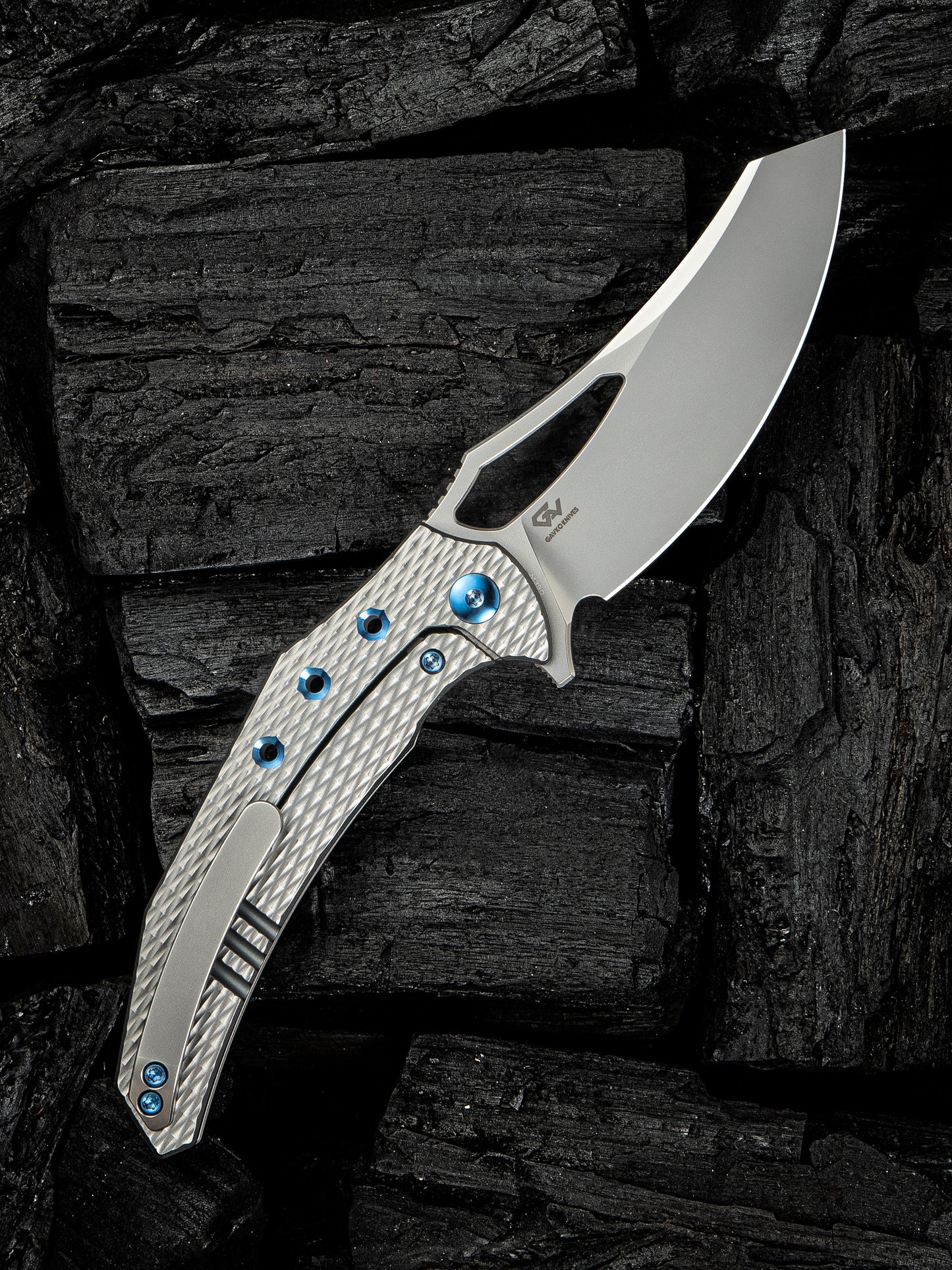 WE Epaulette 3.45" M390 Polished Bead Blasted Titanium Folding Knife by Gavko Knives WE24024-3