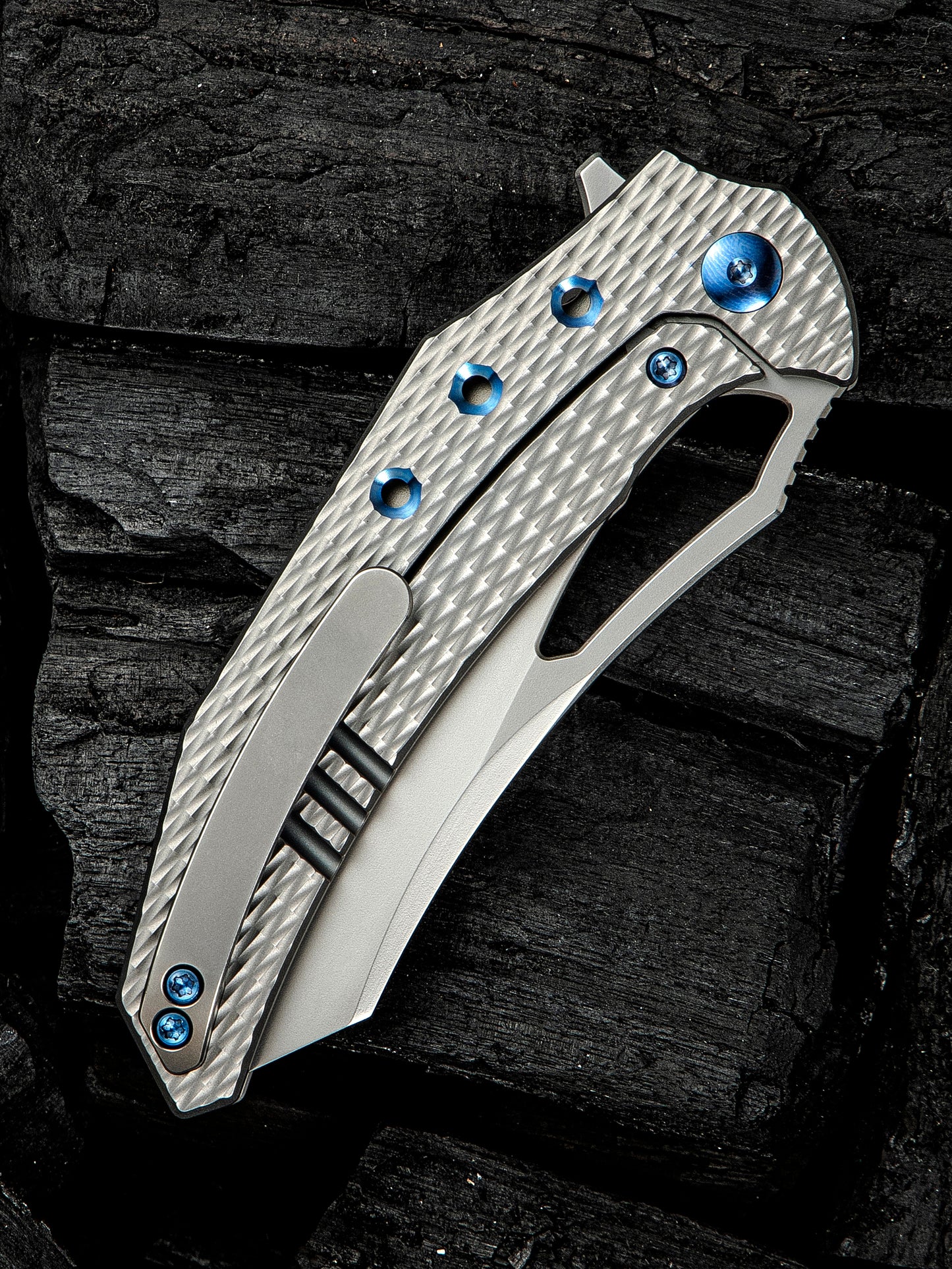 WE Epaulette 3.45" M390 Polished Bead Blasted Titanium Folding Knife by Gavko Knives WE24024-3