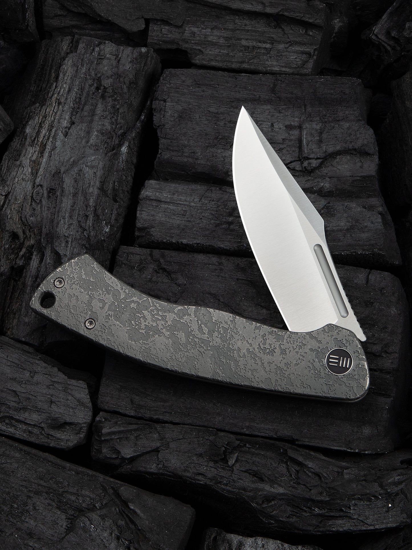 WE Essential Knight 3.6" Bohler M390 Etched Titanium Folding Knife by Jason Knight WE24003-3
