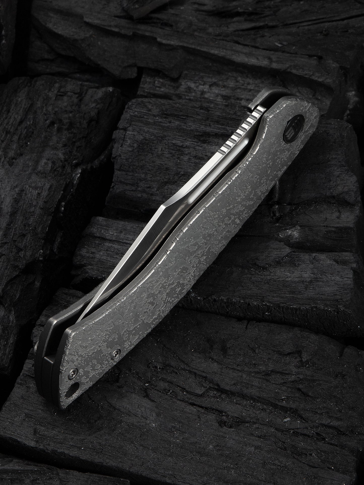 WE Essential Knight 3.6" Bohler M390 Etched Titanium Folding Knife by Jason Knight WE24003-3