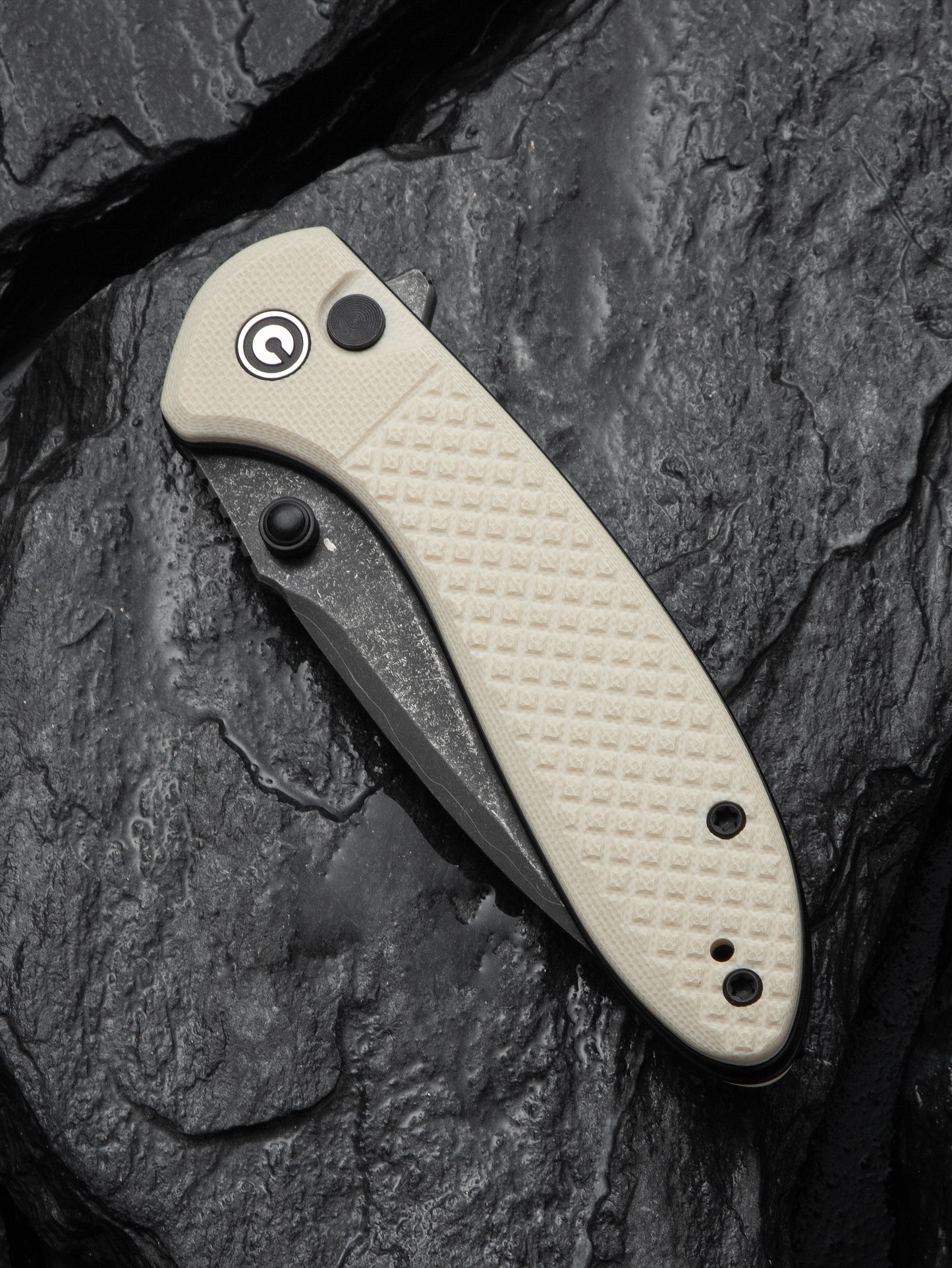 Civivi Faeger 2.98" Damascus Ivory G10 Button Lock Folding Knife C24031-DS1
