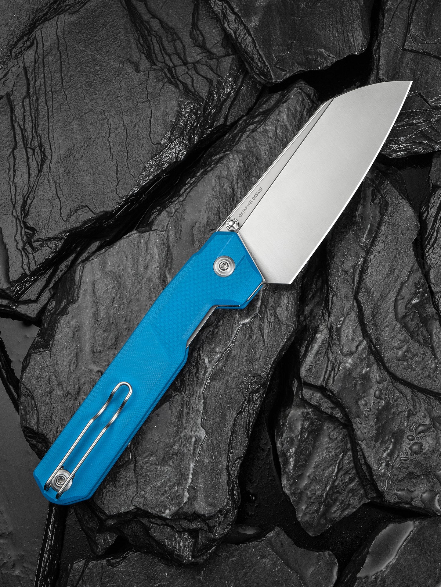 Civivi Hid 4.14" Sandvik 14C28N Blue G10 Folding Knife by Ostap Hel C23008-5
