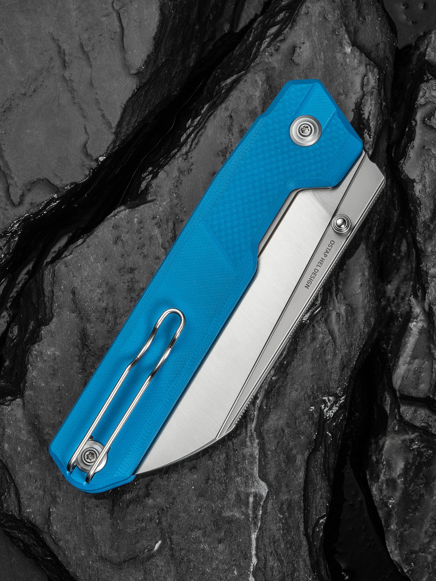Civivi Hid 4.14" Sandvik 14C28N Blue G10 Folding Knife by Ostap Hel C23008-5