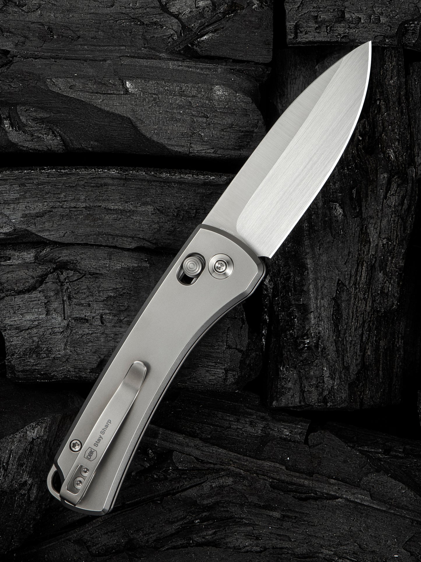 WE Nightblade 2.98" CPM 20CV Polished Bead Blasted Titanium Folding Knife by Dutch Bushcraft Knives WE22046-2
