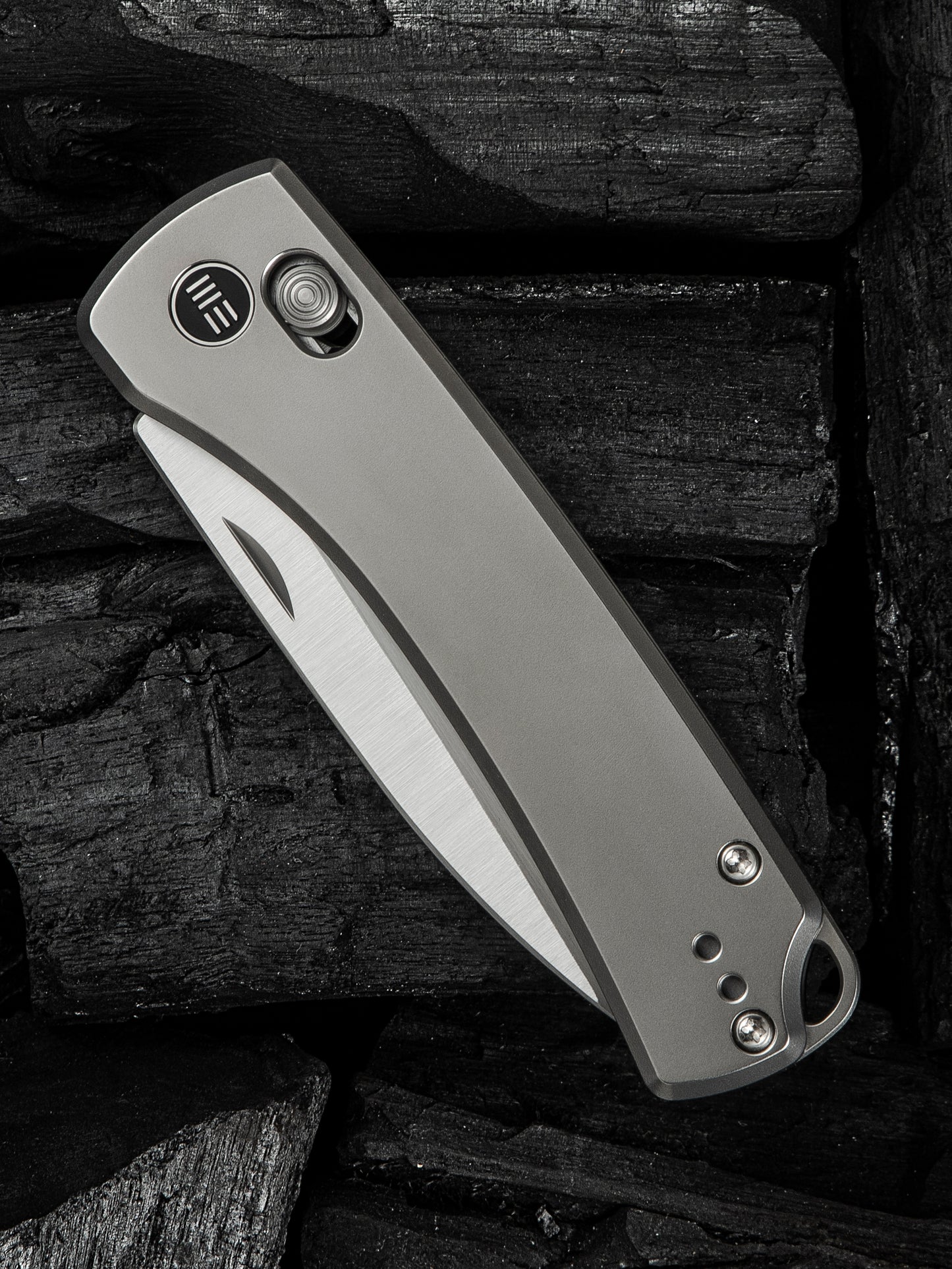 WE Nightblade 2.98" CPM 20CV Polished Bead Blasted Titanium Folding Knife by Dutch Bushcraft Knives WE22046-2