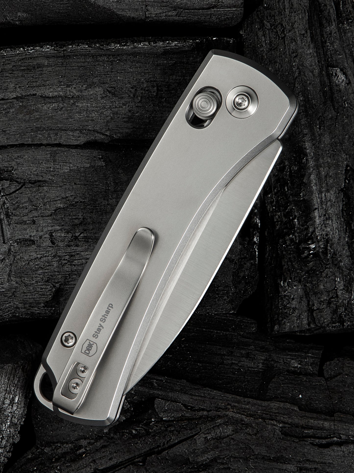 WE Nightblade 2.98" CPM 20CV Polished Bead Blasted Titanium Folding Knife by Dutch Bushcraft Knives WE22046-2