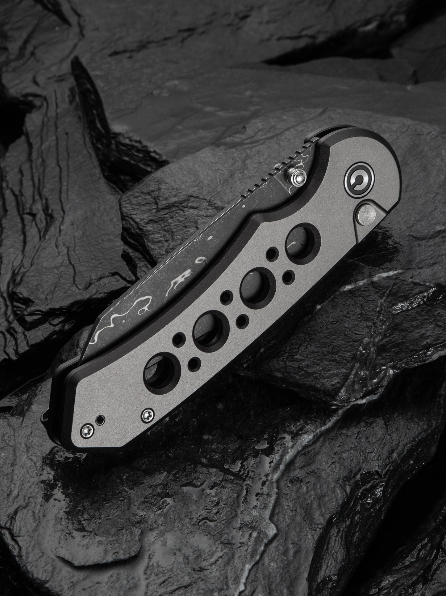 Civivi Pragma Prime 3.49" Damascus Gray Aluminium Button Lock Folding Knife C24067-DS1