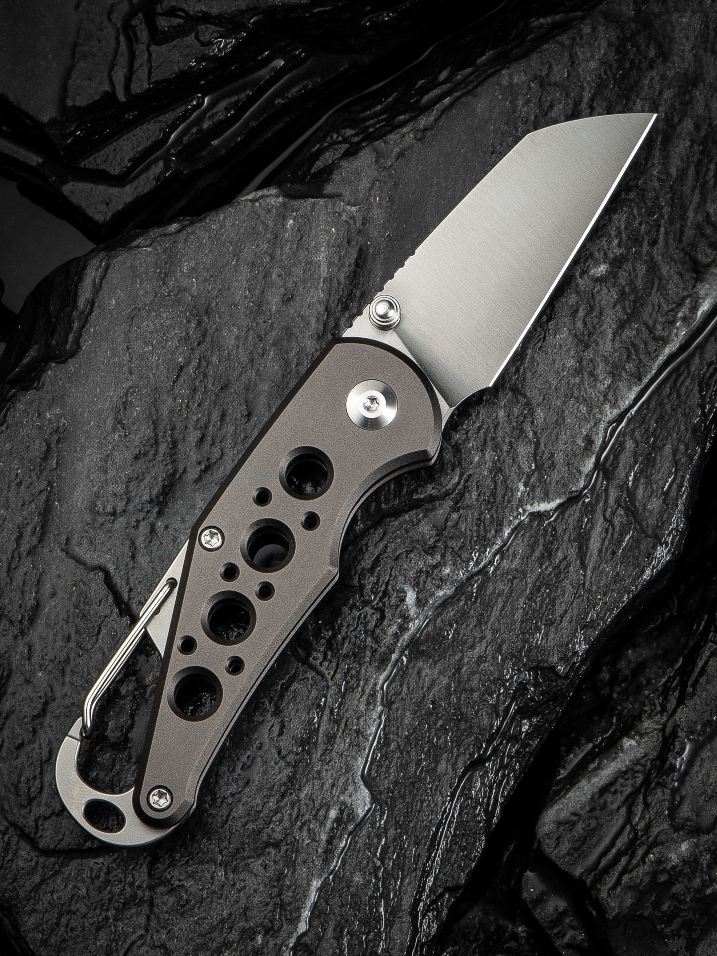 Civivi Pragma 2.2" Nitro-V Gray Aluminium Button Lock Folding Knife Carabiner Bottle Opener C23062B-2