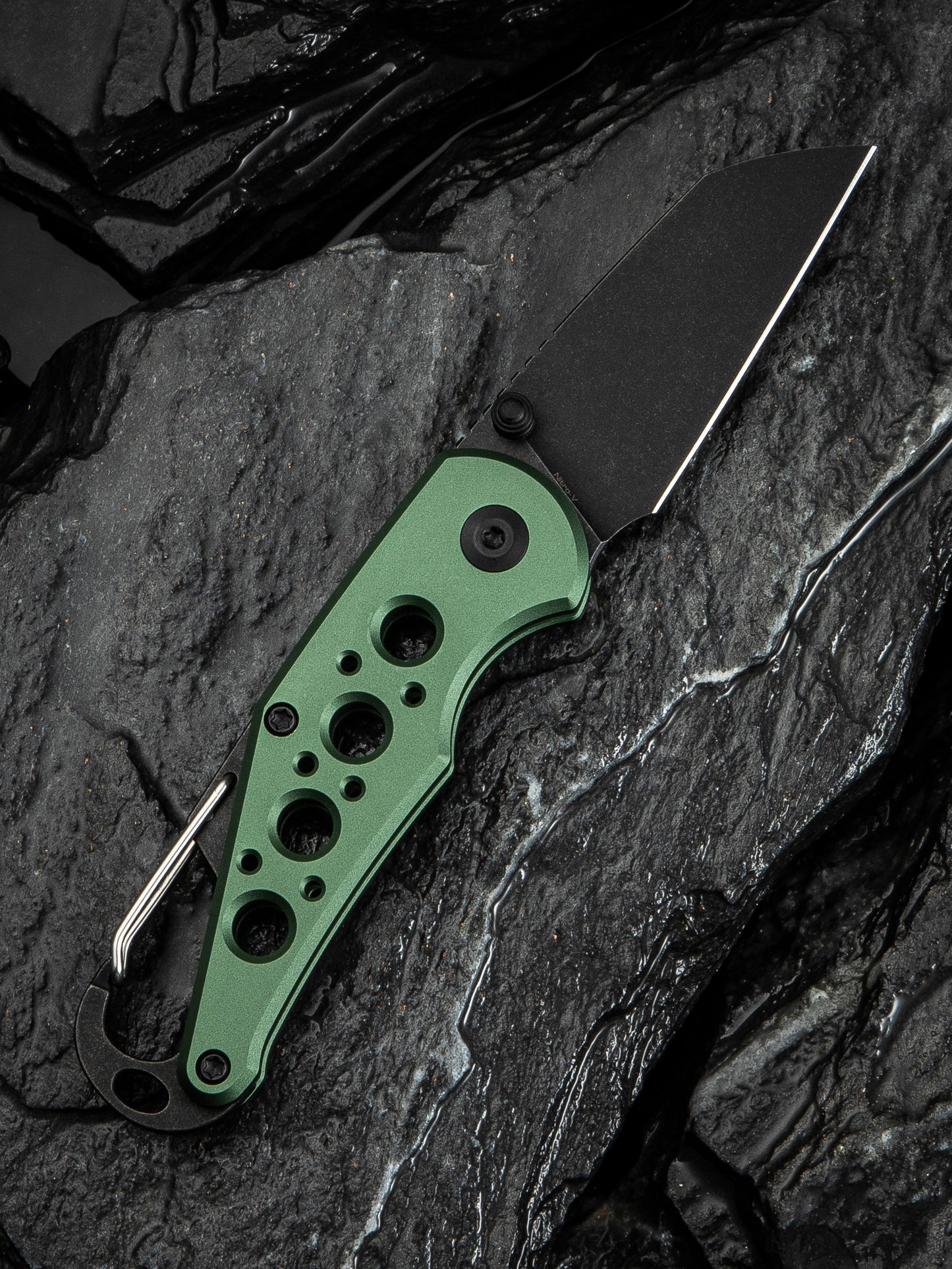 Civivi Pragma 2.2" Nitro-V Green Aluminium Button Lock Folding Knife Carabiner Bottle Opener C23062B-3