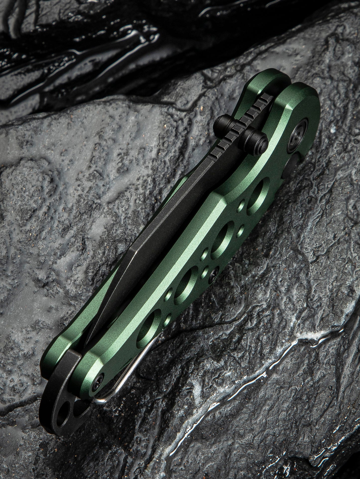 Civivi Pragma 2.2" Nitro-V Green Aluminium Button Lock Folding Knife Carabiner Bottle Opener C23062B-3