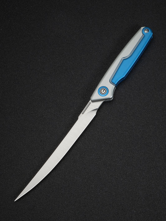 Civivi Shawka 5.81" Sandvik 14C28N Blue Aluminium Folding Fillet Knife with Sheath C22029B-2