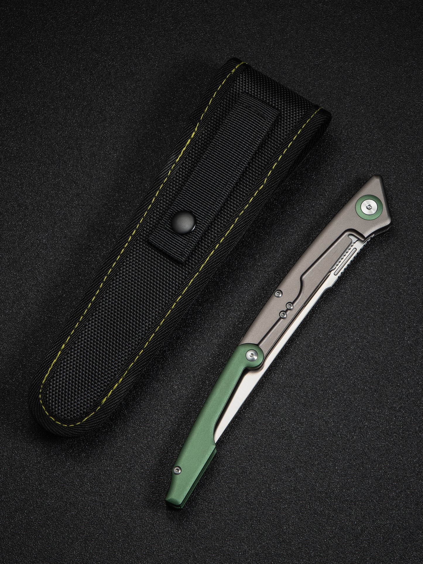 Civivi Shawka 5.81" Sandvik 14C28N Green Aluminium Folding Fillet Knife with Sheath C22029B-3